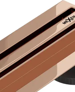 Sprchovacie kúty MEXEN - Flat 360 ° Slim odtokový žľab 80 cm ružové zlato 1641080
