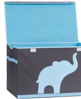 Boxy na hračky LOVE IT STORE IT - Truhlica na hračky - šedá, modrý slon - posilnená MDF materiálom