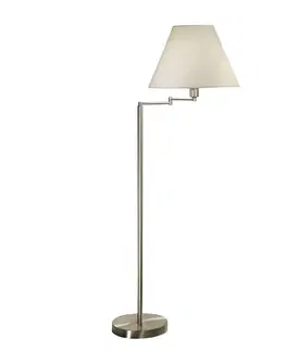 Stojacie lampy austrolux Stojaca lampa Hilton biele textilné tienidlo nikel