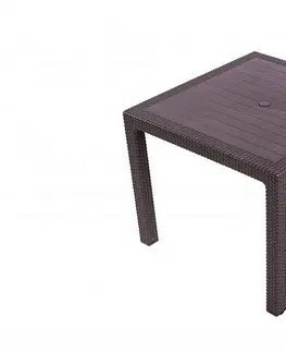 Stolčeky DEOKORK Záhradný stôl z umelého ratanu MANHATTAN 95x95 cm (hnedá)