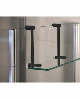 Regály a poličky SAPHO 1301-15B závesná sklenená polička na sprchovú zástenu 40 x 18 x 12,5 cm, čierna mat