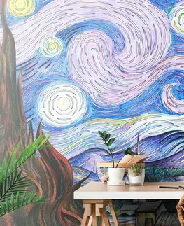 Tapety s imitáciou malieb Tapeta Hviezdna noc - Vincent van Gogh