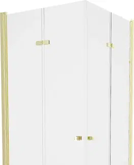 Vane MEXEN/S - Lima Duo sprchovací kút 80x70 cm, transparent, zlatá + vanička so sifónom 856-080-070-50-02-4010G