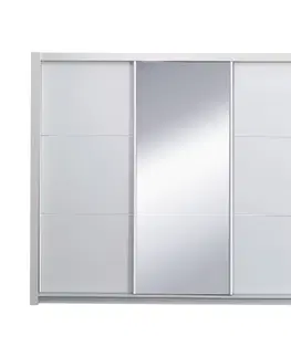 Šatníkové skrine KONDELA Asiena šatníková skriňa 258x213 cm biela / biely vysoký lesk