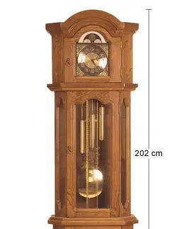 Hodiny PYKA Kinga Lux rustikálne stojace hodiny s kyvadlom drevo D3