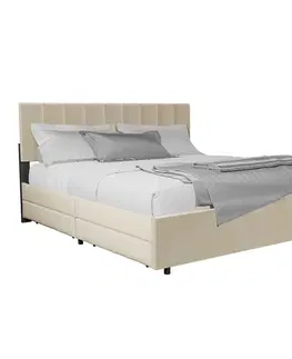 Postele Juskys Čalúnená posteľ Soria so zásuvkami 180 x 200 béžová