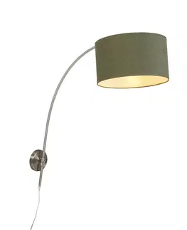 Nastenne lampy Nástenné oblúkové svietidlo oceľové s tienidlom zelené 35/35/20 nastaviteľné