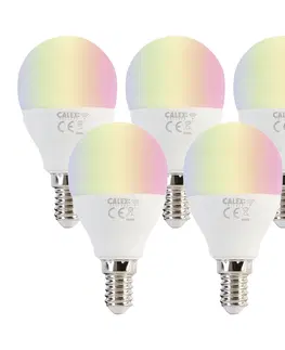 Ziarovky Sada 5 smart E14 RGBW LED svietidiel P45 matná 4,9W 470 lm 2200-4000K