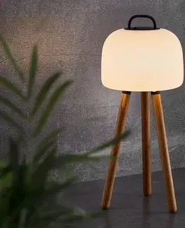 Vonkajšie osvetlenie terasy Nordlux LED stolová lampa Kettle Tripod drevo/tienidlo22cm