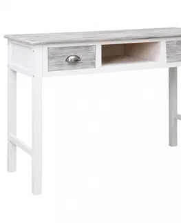 Pracovné stoly Písací stôl s 2 zásuvkami masívne drevo Dekorhome Biela / hnedá
