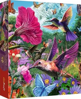 Hračky puzzle TREFL - Puzzle 1000 Premium Plus - Čajový čas: Záhrada kolibríkov