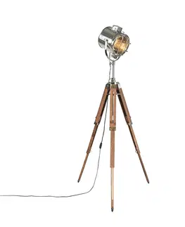 Stojace lampy Stojacia lampa s dreveným statívom a štúdiovým bodom - Tripod Shiny