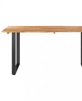 Jedálenské stoly Jedálenský stôl masívne drevo / oceľ Dekorhome 160x80x75 cm