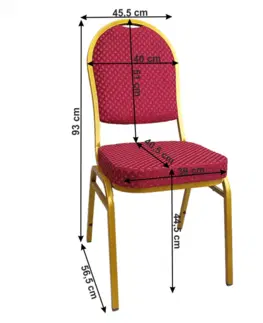 Stoličky Stolička, stohovateľná, látka červená/zlatý náter, JEFF 3 NEW