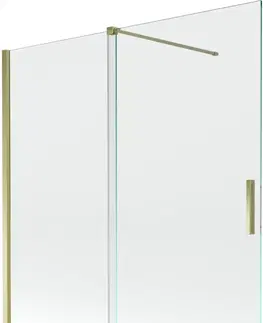 Sprchové dvere MEXEN/S - Velar Dvojkrídlová posuvná vaňová zástena 150 x 150 cm, transparent, zlatá 896-150-000-01-50