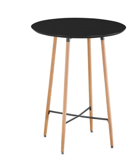 Jedálenské stoly KONDELA Imam okrúhly barový stôl čierna / dub
