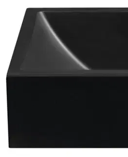 Kúpeľňové batérie SAPHO - ARIANA liaty mramor umývadlo 50x25cm, batéria vpravo, čierna mat SM016B