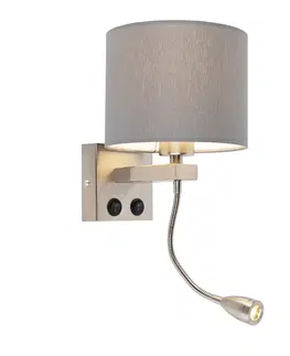 Nastenne lampy Inteligentné oceľové nástenné svietidlo so sivým tienidlom vrátane Wifi A60 - Brescia