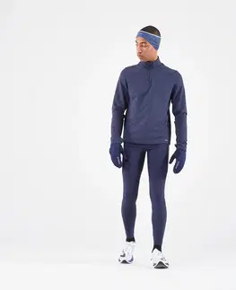 mikiny Pánske bežecké tričko Run 500 s dlhým rukávom hrejivé modré