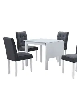 Jedálenské zostavy Jedálenský set s rozkladacím stolom, biela/sivá, BJORK NEW 1+4