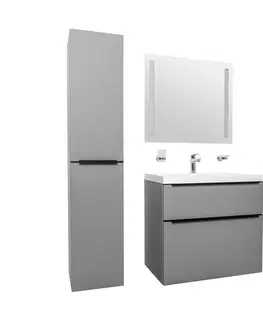 Kúpeľňový nábytok MEREO MEREO - Mailo, kúpeľňová skrinka s umyvadlom z liateho mramoru 81 cm, šedá mat, čierne madlo CN571MB