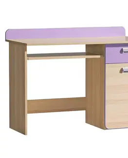 Moderné kancelárske stoly Písací stôl Lorento 10 jaseň coimbra/fialový
