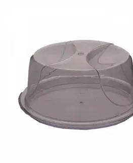Podnosy a tácky Kinekus Podnos na tortu/koláče s plastový krytom, priemer 34cm priesvitný