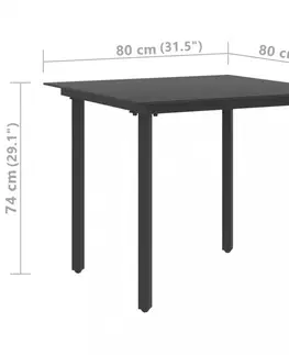 Záhradné stoly Záhradný jedálenský stôl čierna / sklo Dekorhome 80x80x74 cm