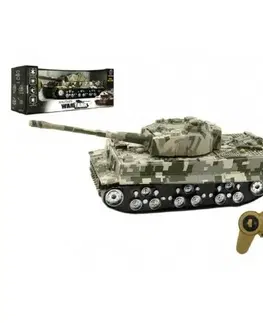 Drevené vláčiky Teddies Tank na batérie so zvukom a svetlom Tiger, 25 cm