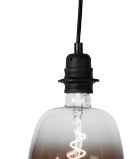 Zavesne lampy Závesné svietidlo čierne 3 svietidlo vrátane LED mix dymové stmievateľné - Cava Luxe