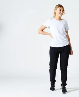 fitnes Dámske tričko 500 Essentials na fitness svetlosivé