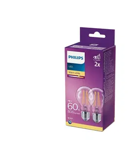 LED osvetlenie Philips SADA 2x LED Žiarovka Philips A60 E27/7W/230V 2700K 