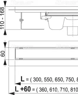 Sprchovacie kúty Alcadrain Podlahový žľab s okrajom pre plný rošt, zvislý odtok APZ1006-850 APZ1006-850