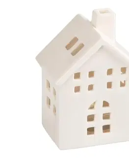 Svietidlá  Porcelánový domček na sviečku 10 cm biela 