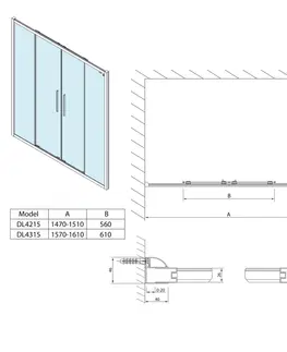 Sprchovacie kúty POLYSAN - LUCIS LINE sprchové dvere 1600, číre sklo DL4315