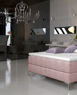 Postele NABBI Amika 140 čalúnená manželská posteľ s úložným priestorom ružová (Omega 91)