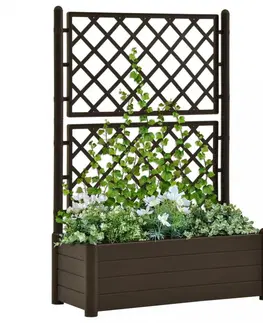 Kvetináče a truhlíky Záhradný kvetináč s treláží 100x43x142 cm PP Dekorhome Antracit