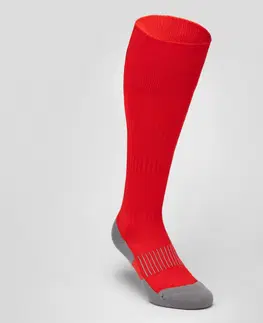 hokej Detské vysoké ponožky na rugby R500 červené