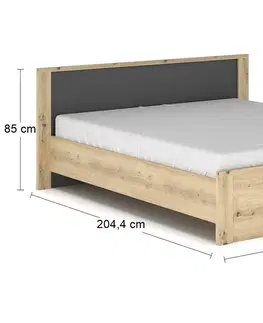 Postele NABBI Daicos LB-140 manželská posteľ s roštom 140x200 cm dub artisan / sivá