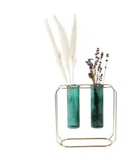 Dekoratívne vázy Dvojváza, smaragdová/zlatá, ROSEIN TYP 2