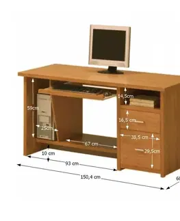 Písacie a pracovné stoly KONDELA Oscar PC1 pc stolík čerešňa americká