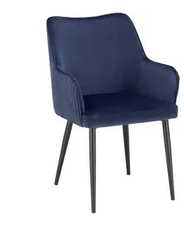 Stoličky Zamatová Stolička Caria Modrá