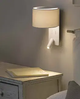 Nástenné svietidlá FARO BARCELONA Nástenné svetlo Fold s LED lampu na čítanie, biela