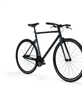 cyklistick Mestský bicykel Single Speed 500 sivý karbónový