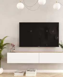 TV stolíky závesný TV stolík FREY 8, farba borovica + biela
