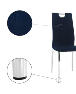 Stoličky Jedálenská stolička, modrá Velvet látka/chróm, OLIVA NEW