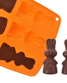 Formy na pečenie Orion Forma silikón čokoláda zajačikovia 6, oranžová