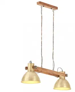 Osvetlenie Závesná lampa kov / mangovníkové drevo Dekorhome Čierna