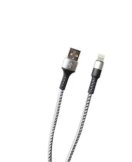USB káble MobilNET Dátový a nabíjací kábel USBLightning, 2A, 1m, strieborný KAB-0119-USB-LIGHT