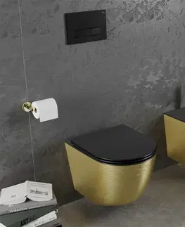 Záchody MEXEN - Lena Závesná WC misa vrátane sedátka s slow-slim, duroplast, čierna mat / zlatý vzor 30224077